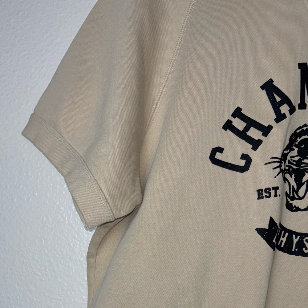 Champion Women's Short Sleeve Fleece Sweatshirt Size Medium Vintage Inspired Tan - Picture 8 of 16